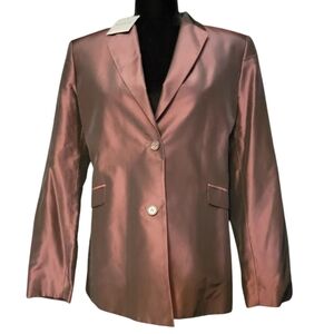 NWT Alfani Petite Elegant Women's Metallic 100% Silk Blazer